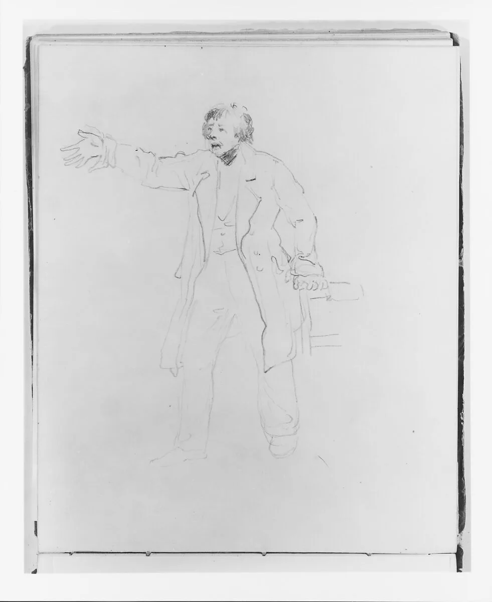 Man Speaking in an Oratory Pose (from Sketchbook) — Francis William Edmonds