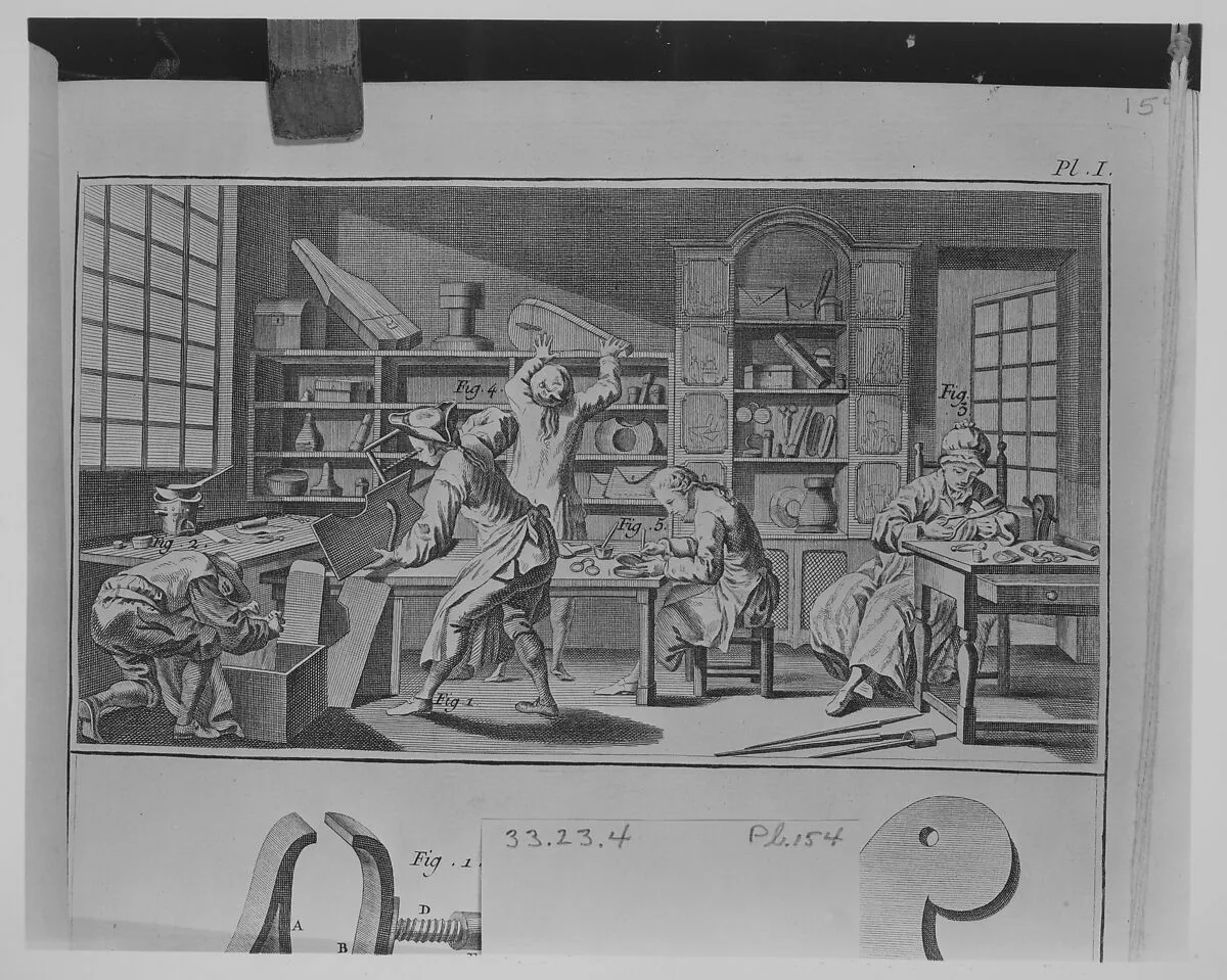 Fourbisseur (Swordmaking) (plate VII, Fourbisseur section, Encyclopédie, or Recueil de Planches sur les Sciences, les Arts Mechaniques..., vol. IV) — J. R. Lucotte|Denis Diderot|Jean Le Rond d' Alembert|Robert Bénard