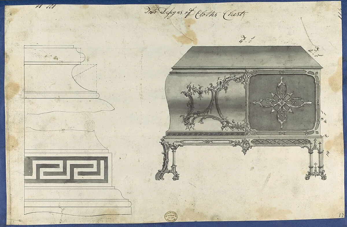 Two Designs for Clothes Chest, from Chippendale Drawings, Vol. II — Thomas Chippendale