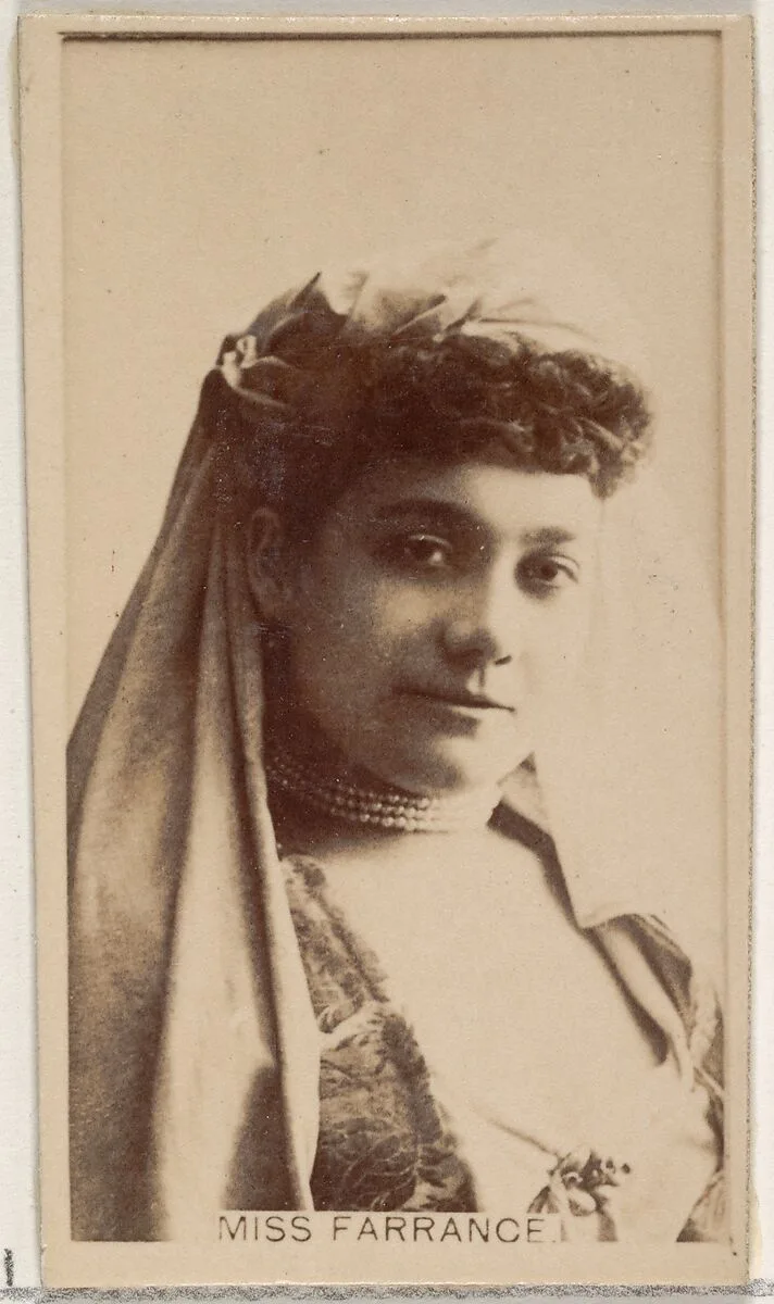 Miss Farrance, from the Actors and Actresses series (N45, Type 8) for Virginia Brights Cigarettes — Allen & Ginter