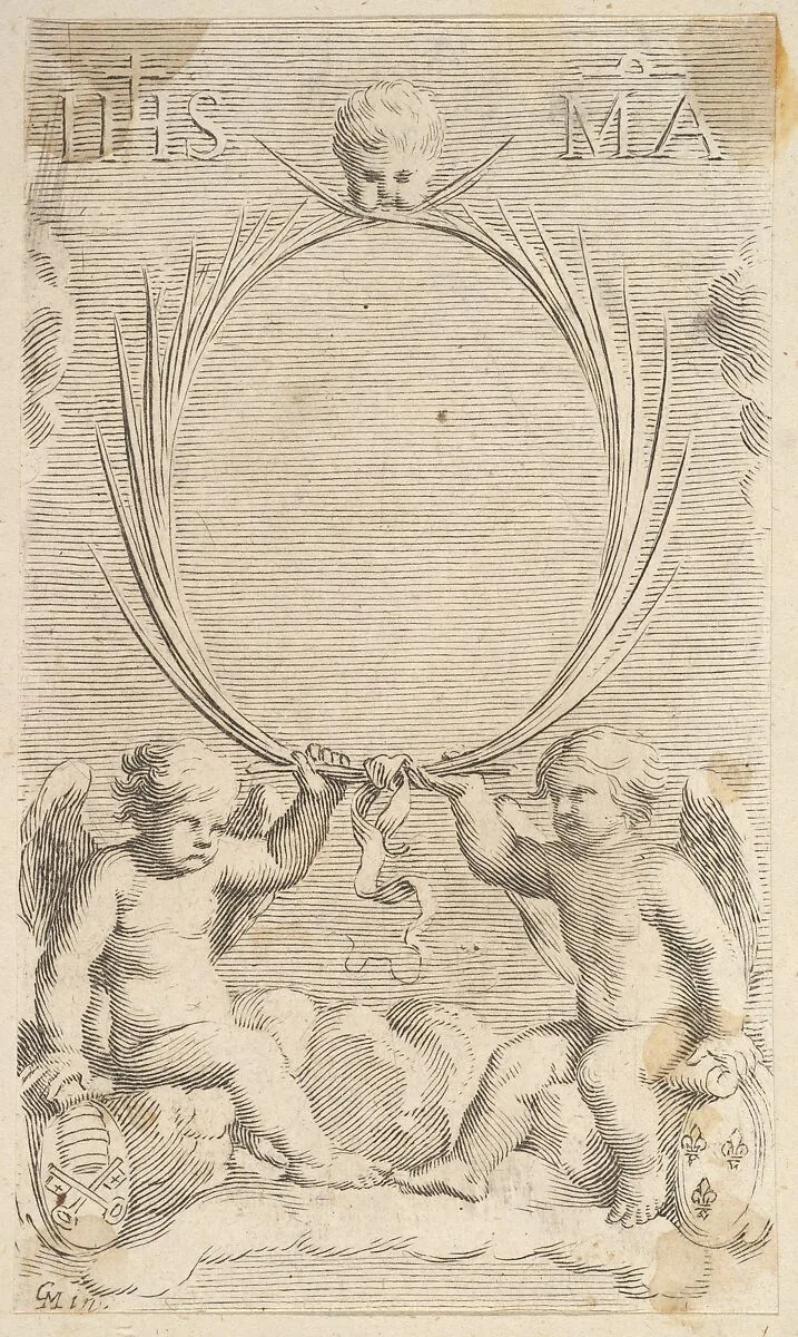 Two Angels Seated on Clouds — Claude Mellan