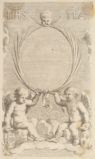 Two Angels Seated on Clouds