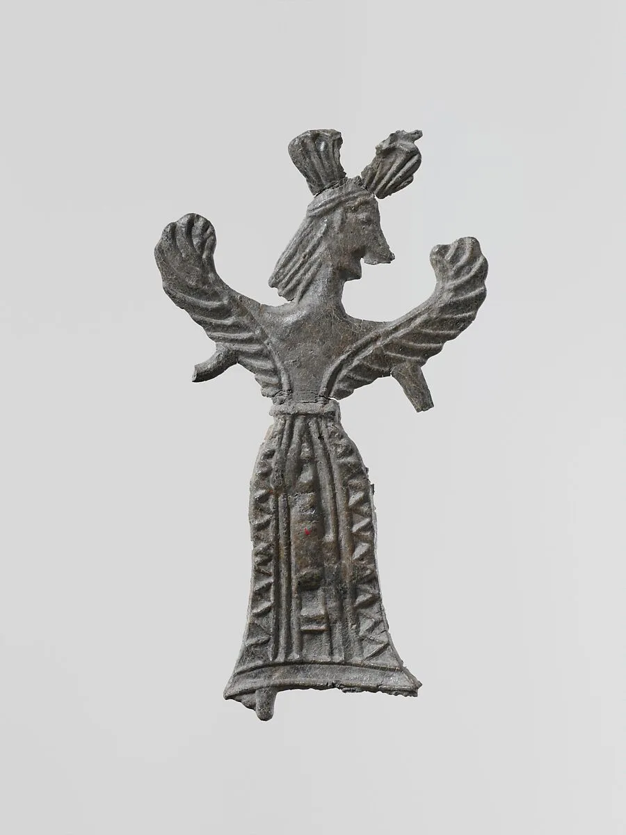 Lead figure of a winged goddess — Unknown