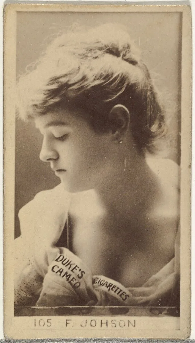 Card Number 105, F. Johnson, from the Actors and Actresses series (N145-4) issued by Duke Sons & Co. to promote Cameo Cigarettes — W. Duke, Sons & Co.