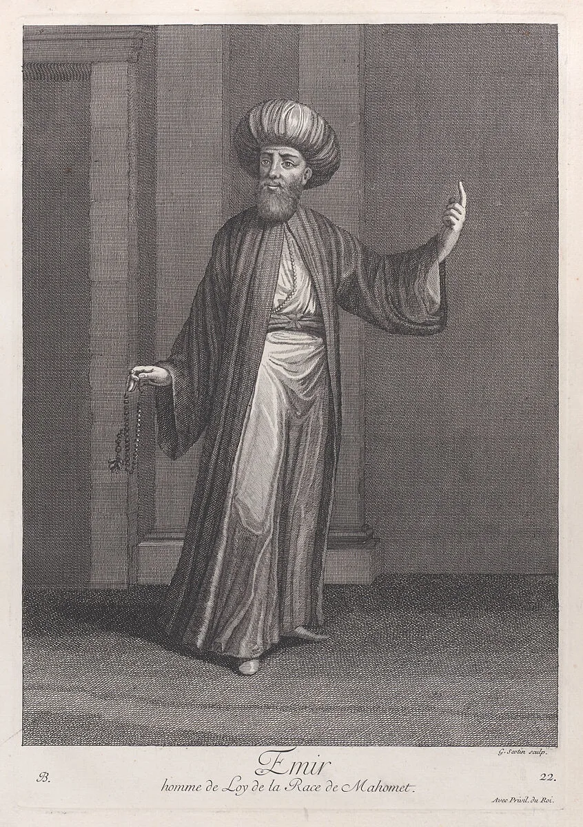 Emir, homme de Loy de la Race de Mahomet, plate 22 from "Recueil de cent estampes représentent differentes nations du Levant" — Gérard Jean Baptiste Scotin I|Jean Baptiste Vanmour|Jacques le Hay