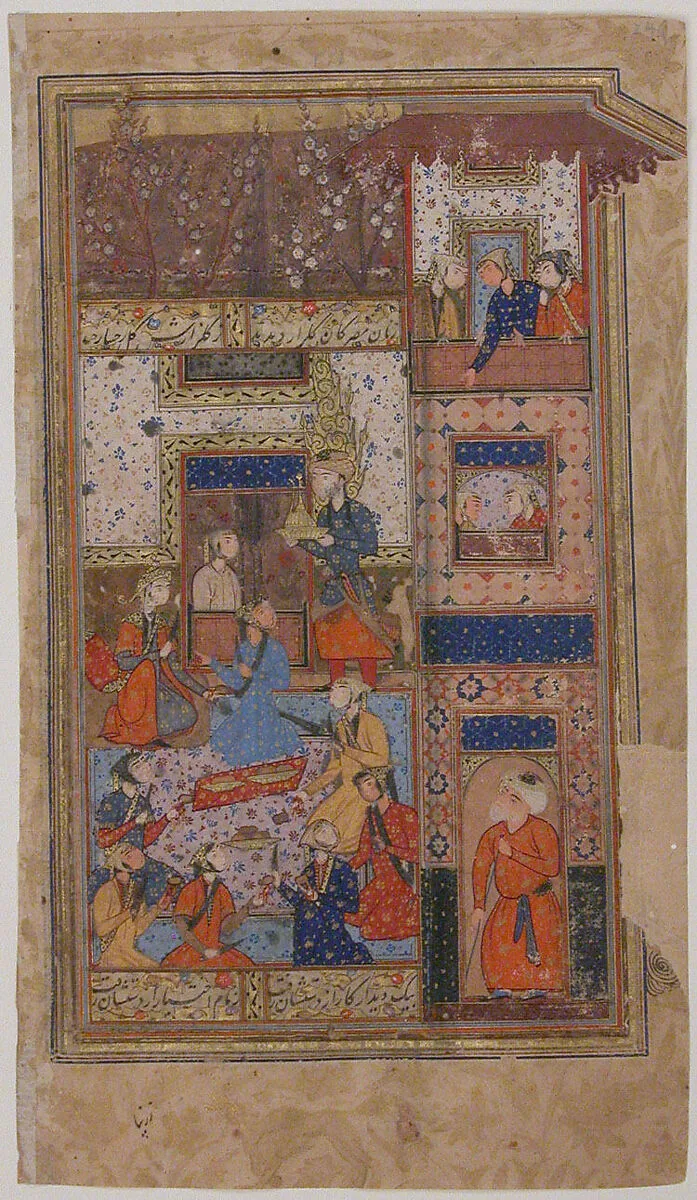 "Yusef Serves for Zulaikha at a Feast", Folio from a Yusuf and Zulaikha of Jami — Maulana Nur al-Din `Abd al-Rahman Jami