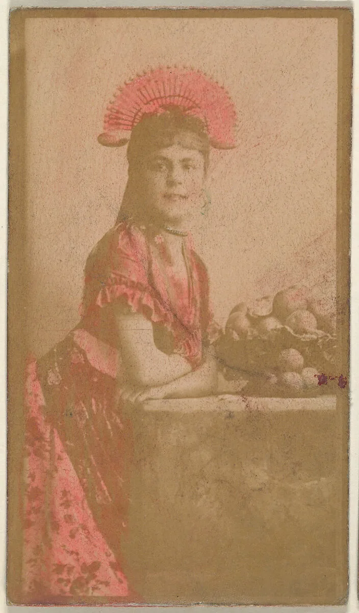 Actress wearing fan-shaped headpiece, from the Actresses series (N668) — Unknown