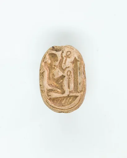 Scarab with a Kneeling Figure Before an Obelisk