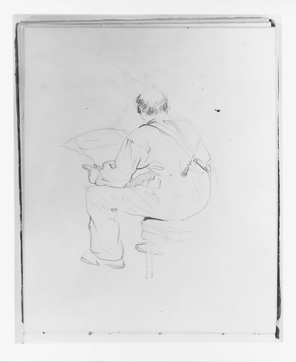 Seated Man Reading a Newspaper (from Sketchbook) — Francis William Edmonds