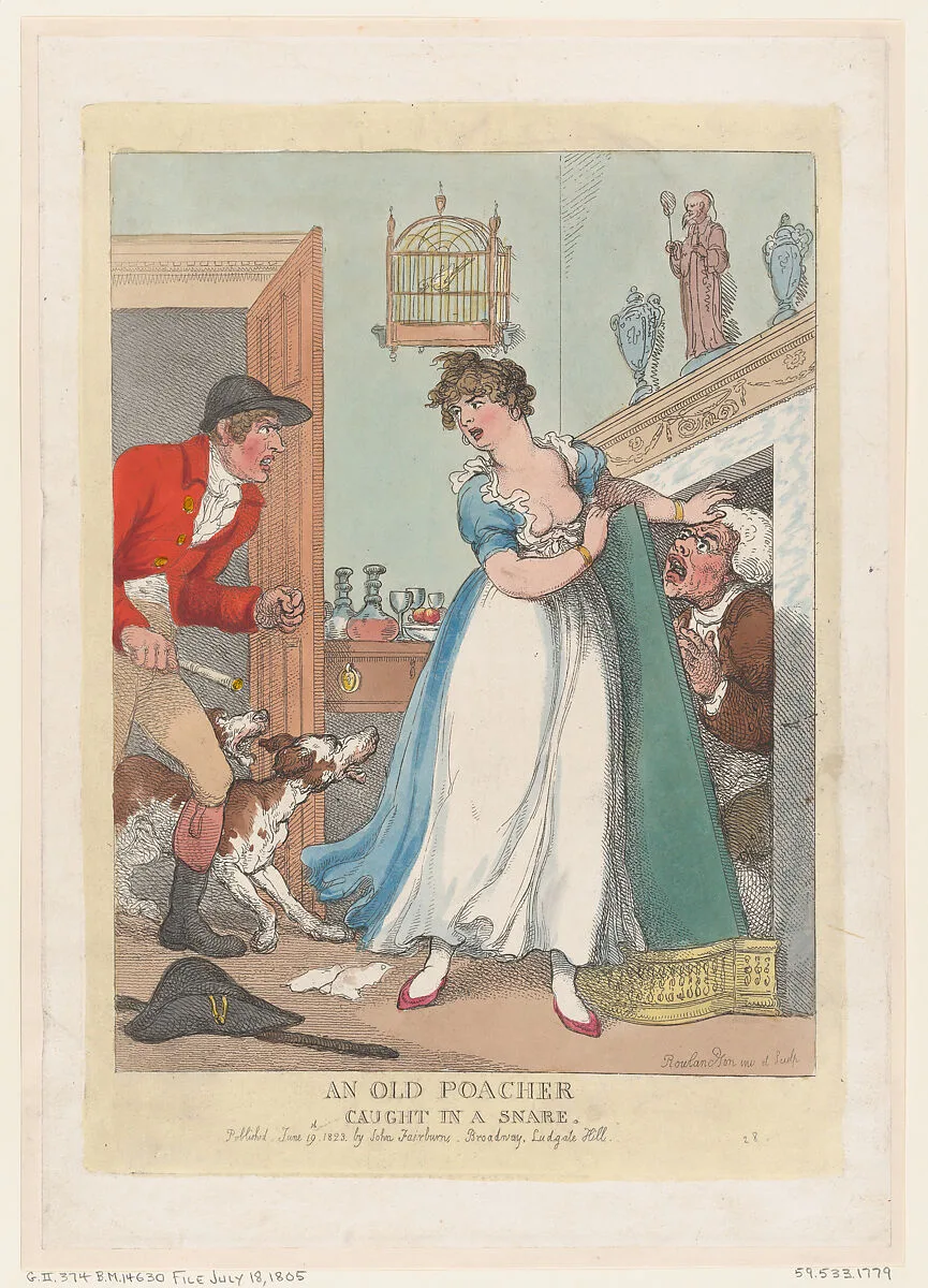 An Old Poacher Caught in a Snare — John Fairburn|Thomas Rowlandson