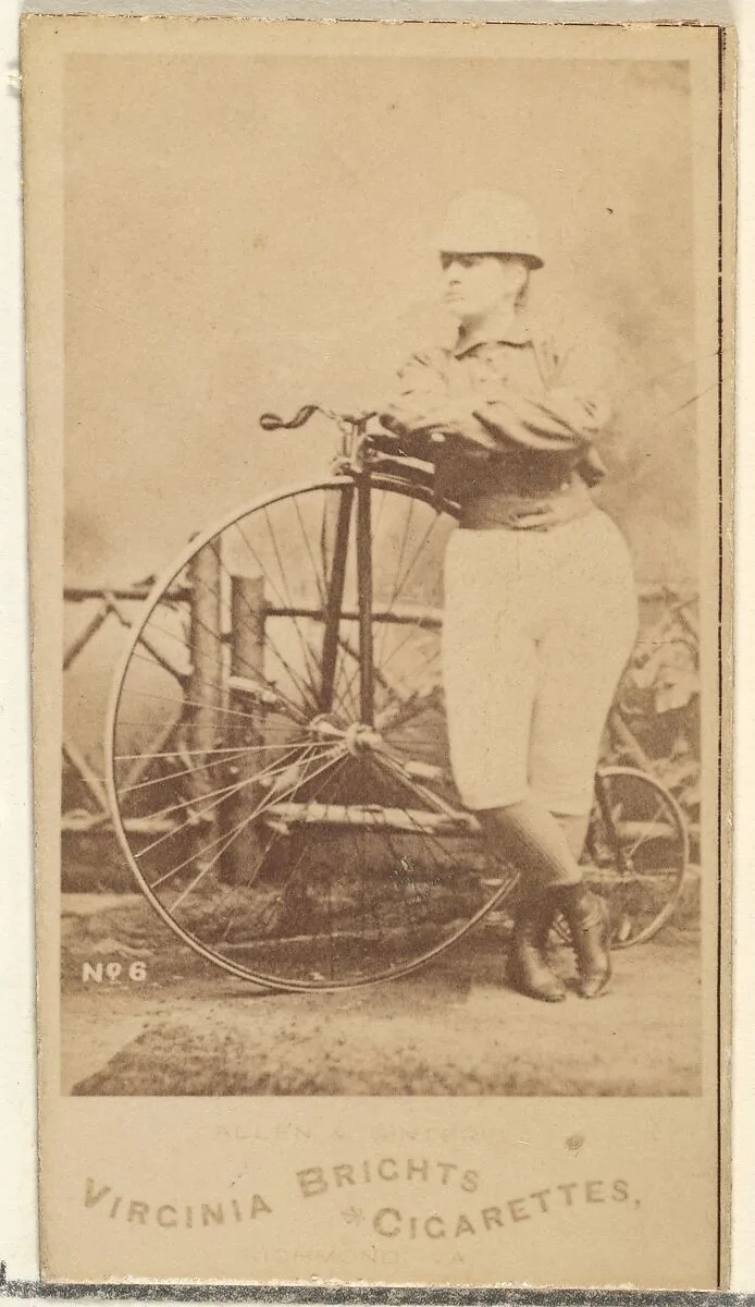 Card 6, from the Girl Cyclists series (N49) for Virginia Brights Cigarettes — Allen & Ginter