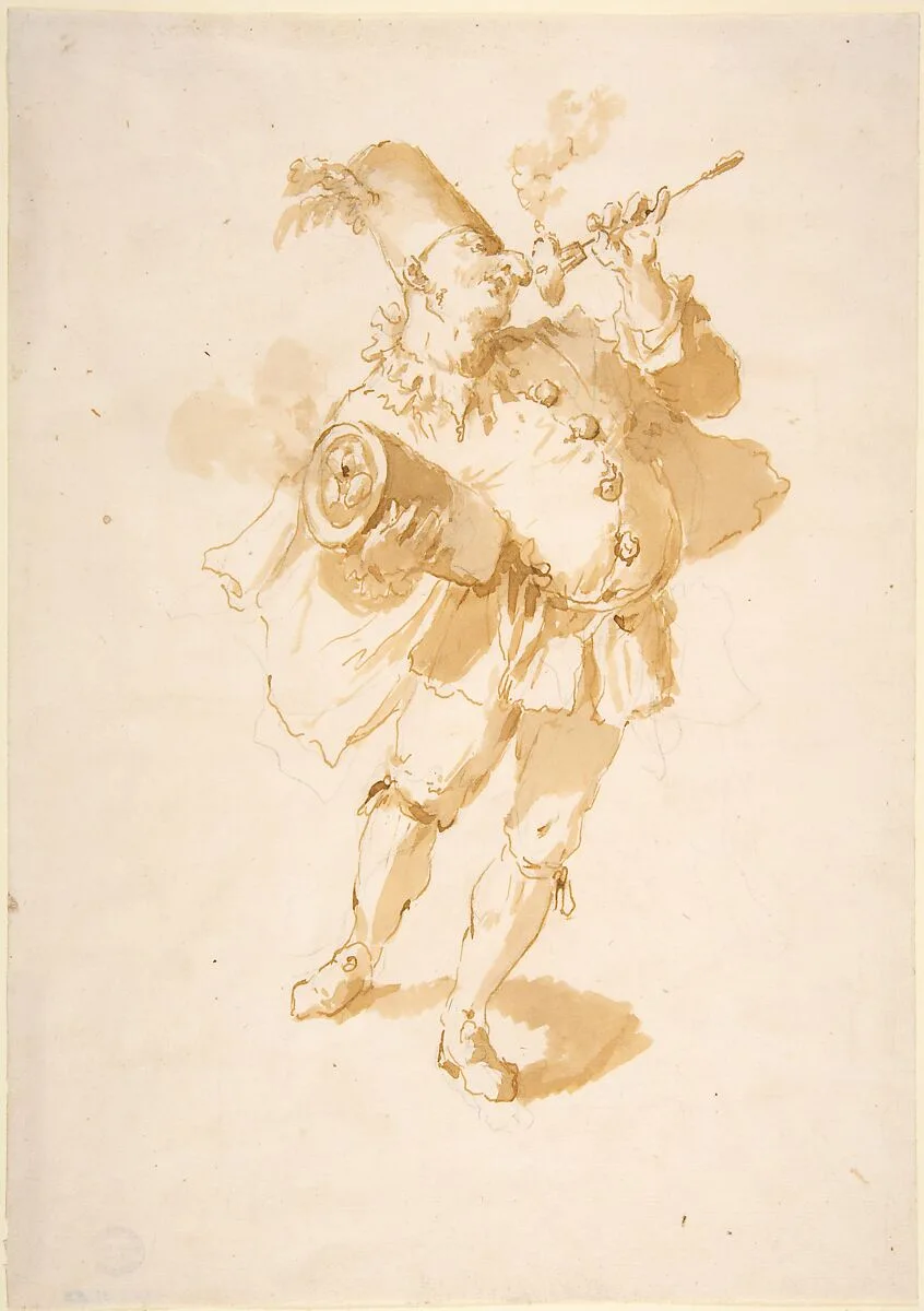 Punchinello with Dumpling or Fritter — Giovanni Battista Tiepolo