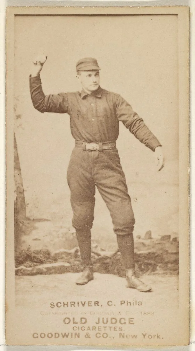William Frederick "Pop" Schriver, Catcher, Philadelphia, from the Old Judge series (N172) for Old Judge Cigarettes — Goodwin & Company