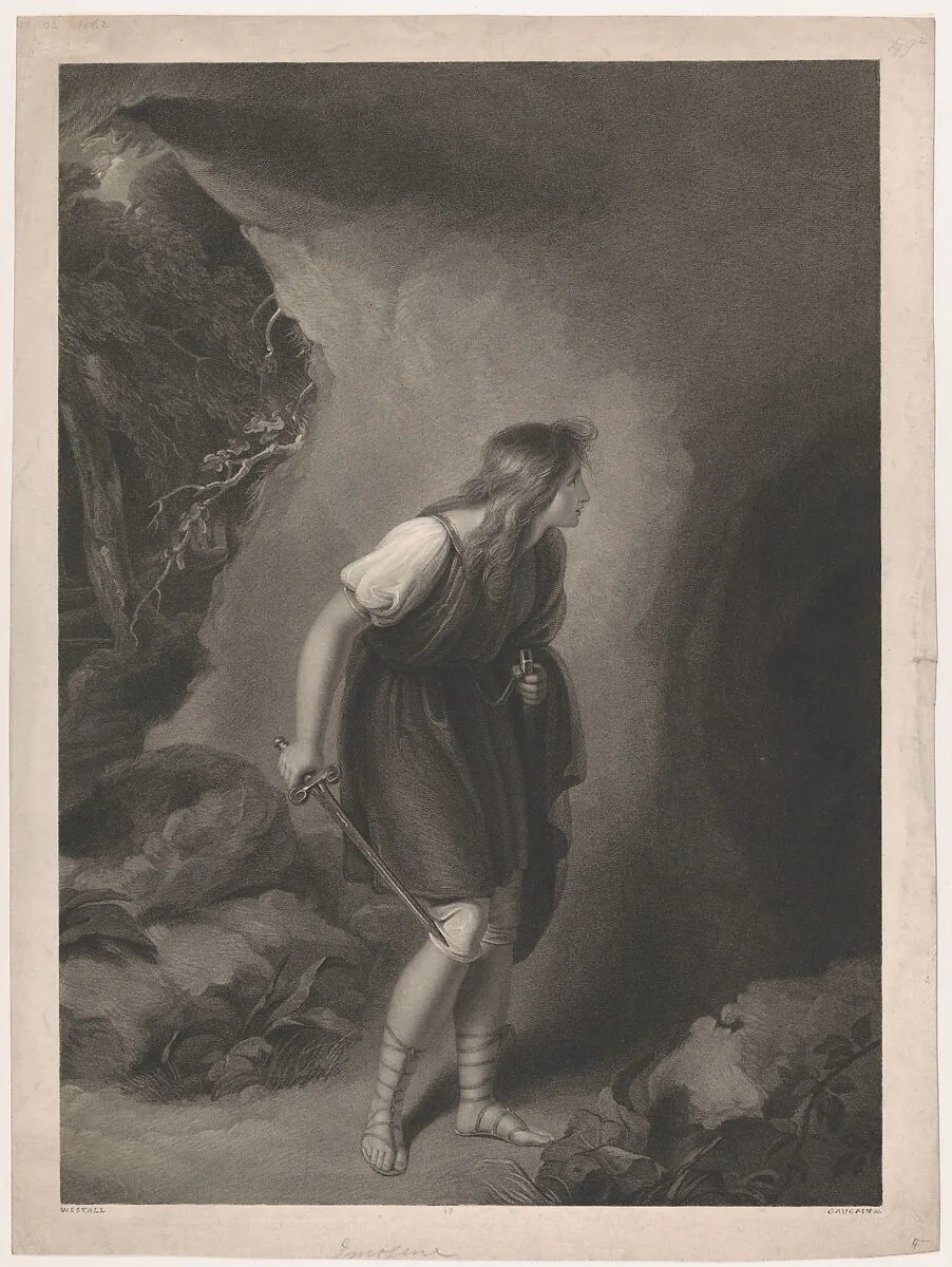 Imogen (Shakespeare, Cymbeline, Act 3, Scene 6) — William Shakespeare|Thomas Gaugain|Richard Westall|John & Josiah Boydell
