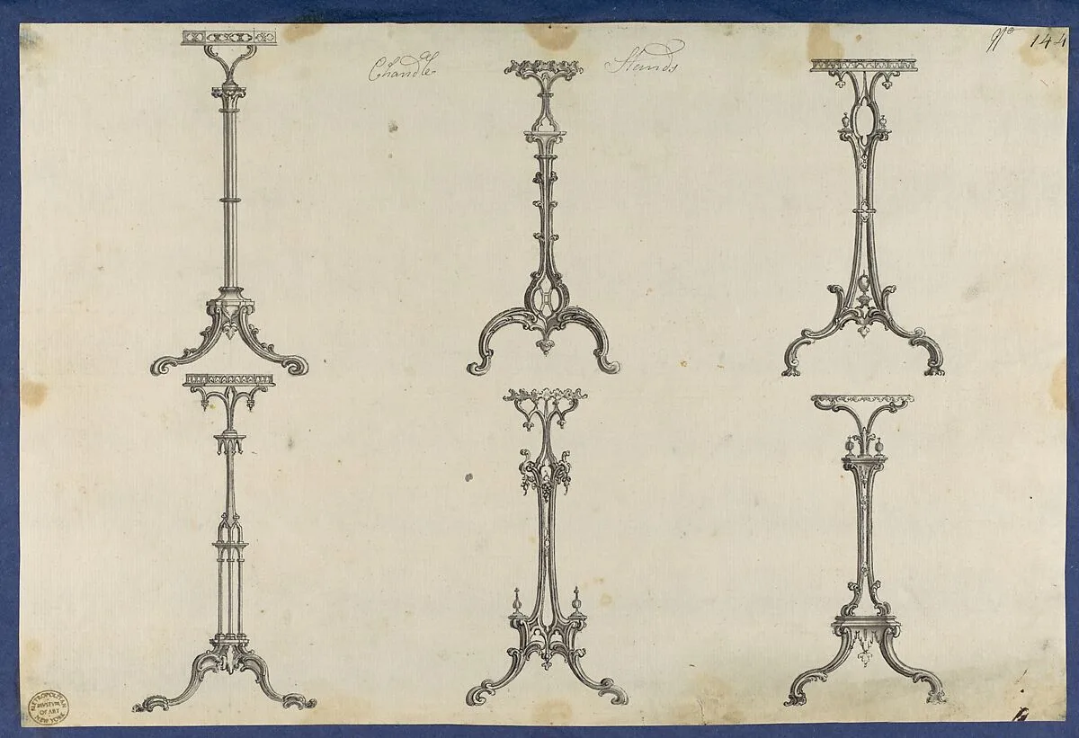 Candle Stands, in Chippendale Drawings, Vol. I — Thomas Chippendale