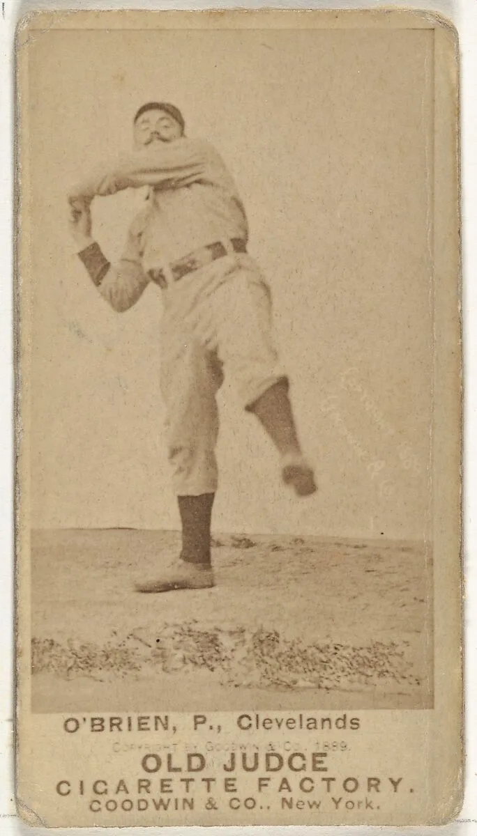 John F. "Cinders" O'Brien, Pitcher, Cleveland, from the Old Judge series (N172) for Old Judge Cigarettes — Goodwin & Company