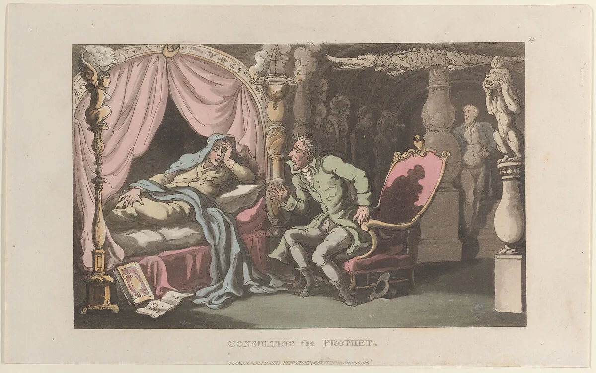 Consulting the Prophet, from "Journal of Sentimental Travels in the Southern Provinces of France, Shortly Before the Revolution" — William Combe|Rudolph Ackermann, London|J. Diggens|Thomas Rowlandson