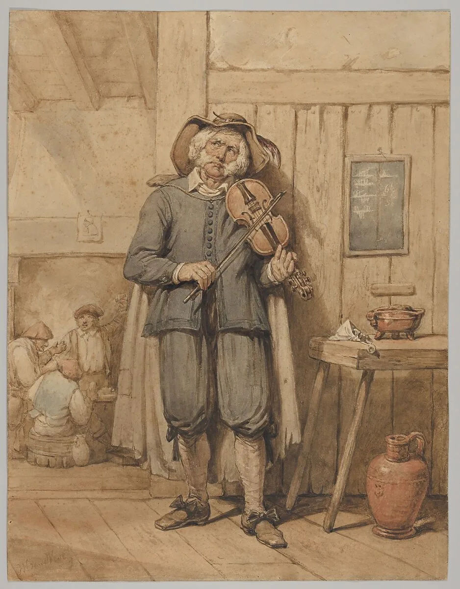 A Fiddler in a Tavern, with Three Men in the Background — Johannes Hendrik van West