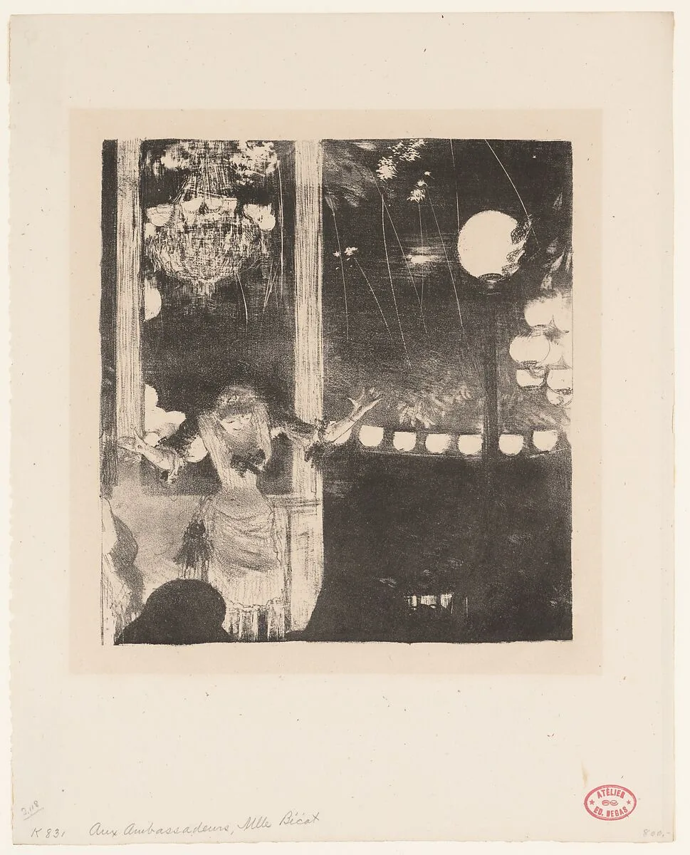 Mademoiselle Bécat at the Café des Ambassadeurs, Paris — Edgar Degas|Emélie Bécat