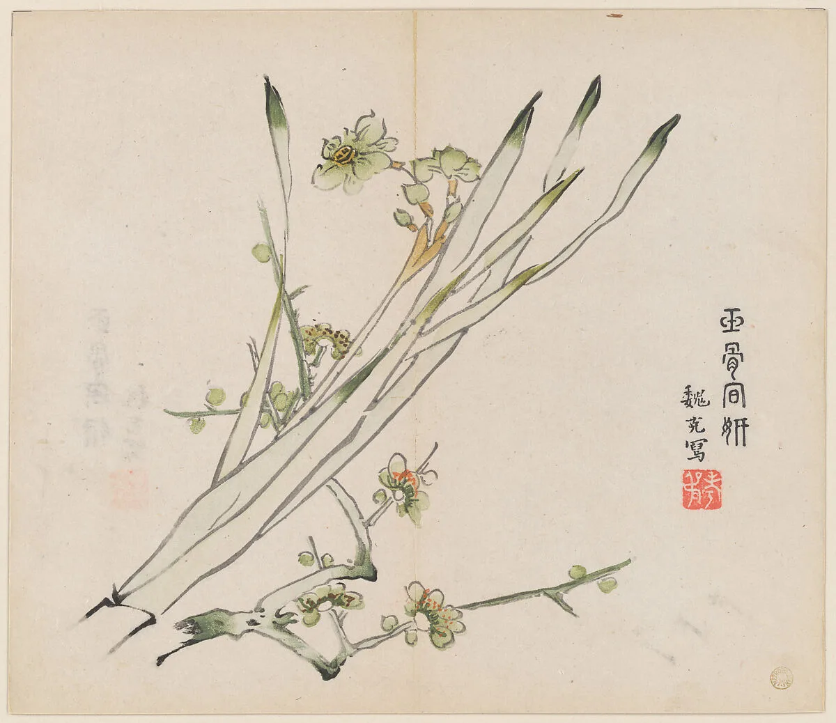 明 胡正言 《十竹齋書畫譜》 四開 木版畫|Page from the Ten Bamboo Studio Manual of Painting and Calligraphy — Hu Zhengyan