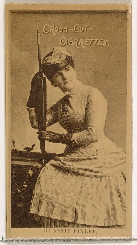 Card Number 62, Annie Pixley, from the Actors and Actresses series (N145-2) issued by Duke Sons & Co. to promote Cross Cut Cigarettes — W. Duke, Sons & Co.
