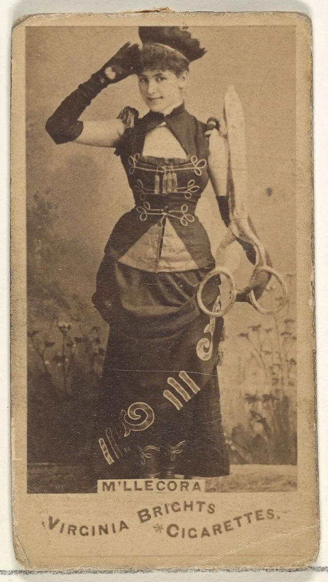 M'lle Cora, from the Actors and Actresses series (N45, Type 1) for Virginia Brights Cigarettes — Allen & Ginter