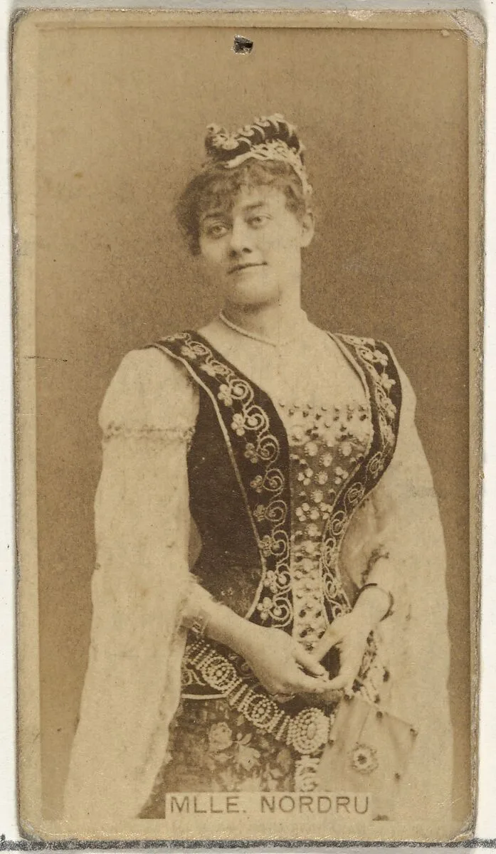 Mlle. Nordrum, from the Actors and Actresses series (N145-8) issued by Duke Sons & Co. to promote Duke Cigarettes — American Tobacco Company|W. Duke, Sons & Co.