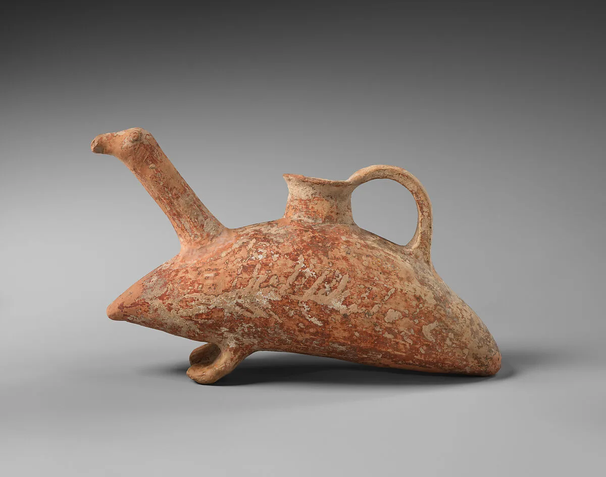 Terracotta askos (vessel) in the form of a bird or turtle — Unknown