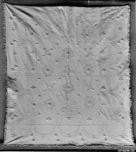 Embroidered whitework coverlet