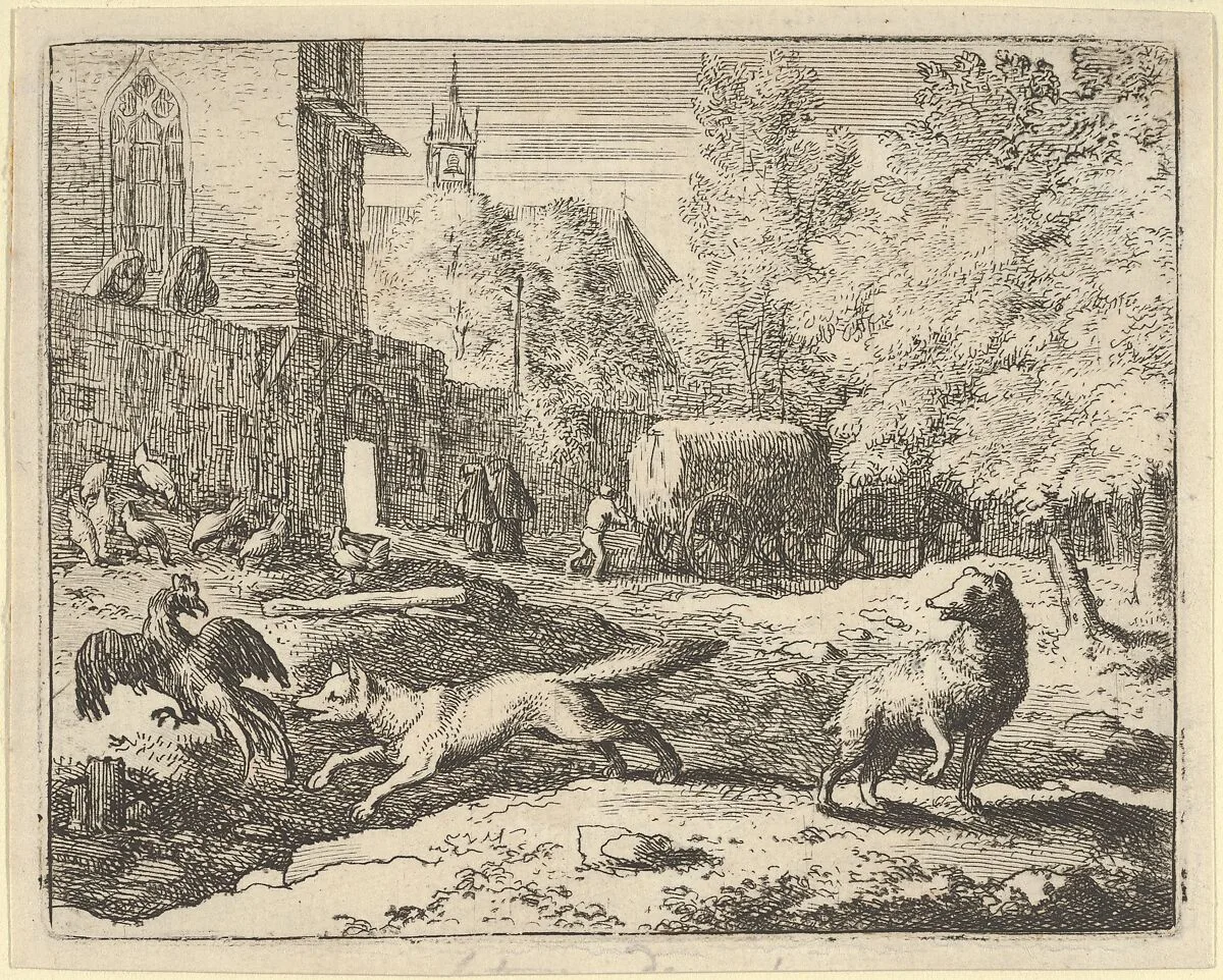 Renard Wants to Find a Rooster from Hendrick van Alcmar's Renard The Fox — Allart van Everdingen