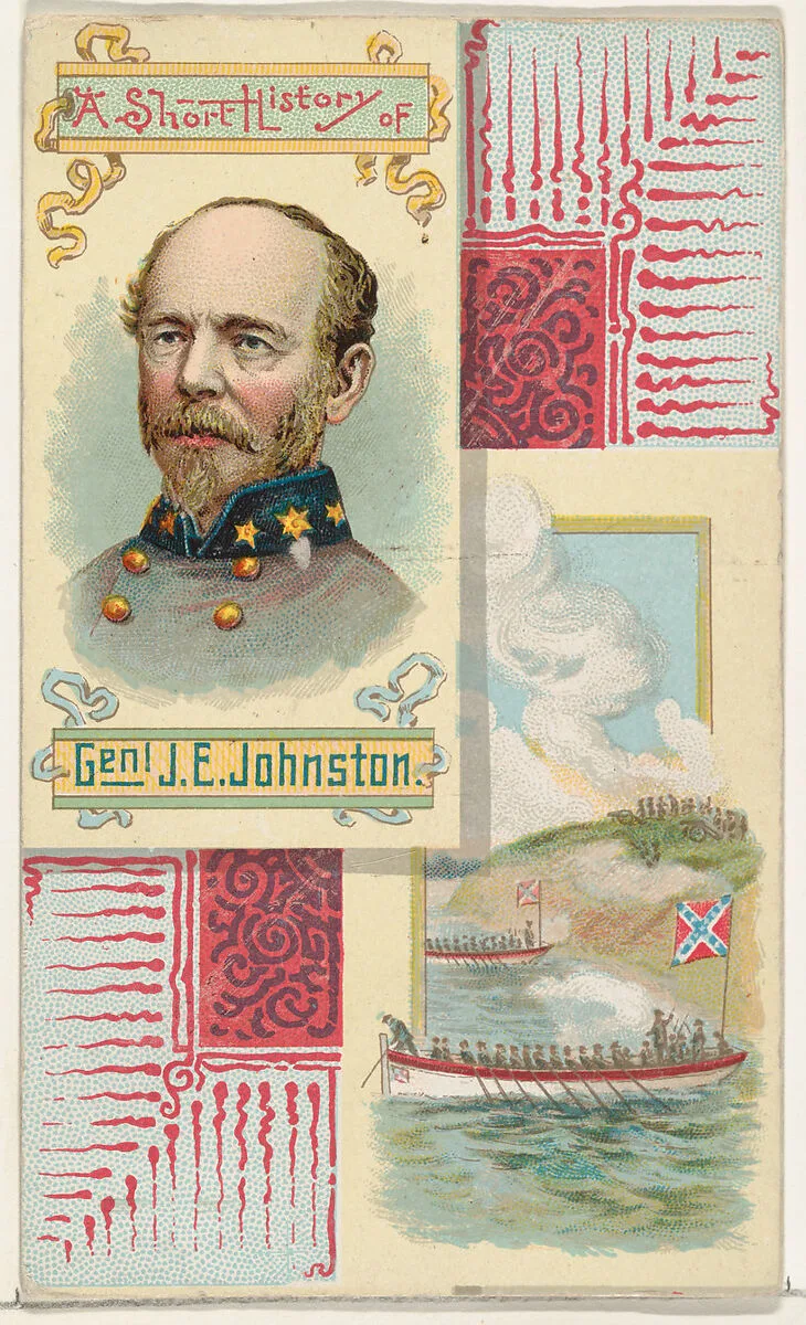 A Short History of General J. E. Johnston, from the Histories of Generals series (N114) issued by W. Duke, Sons & Co. to promote Honest Long Cut Smoking and Chewing Tobacco — Knapp & Company|W. Duke, Sons & Co.