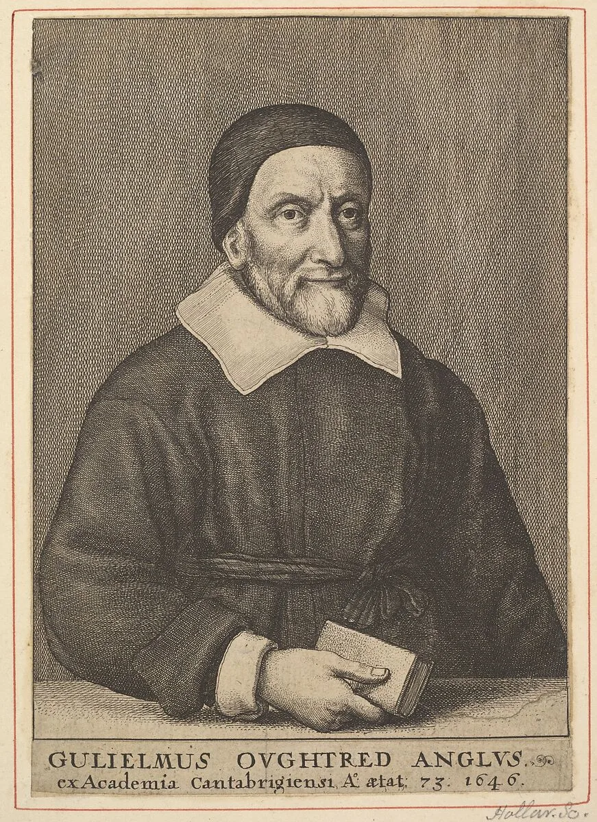 Gulielmus Oughtred Anglus (frontispiece from Oughtred's "The Key of the Mathematicks New Forged and Filed," 1647) — The Rev. William Oughtred|The Rev. William Oughtred|Wenceslaus Hollar