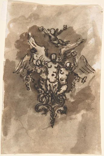 Drawing for a Vignette of Fame (recto); Cropped Drawing of Horse's Leg (verso)