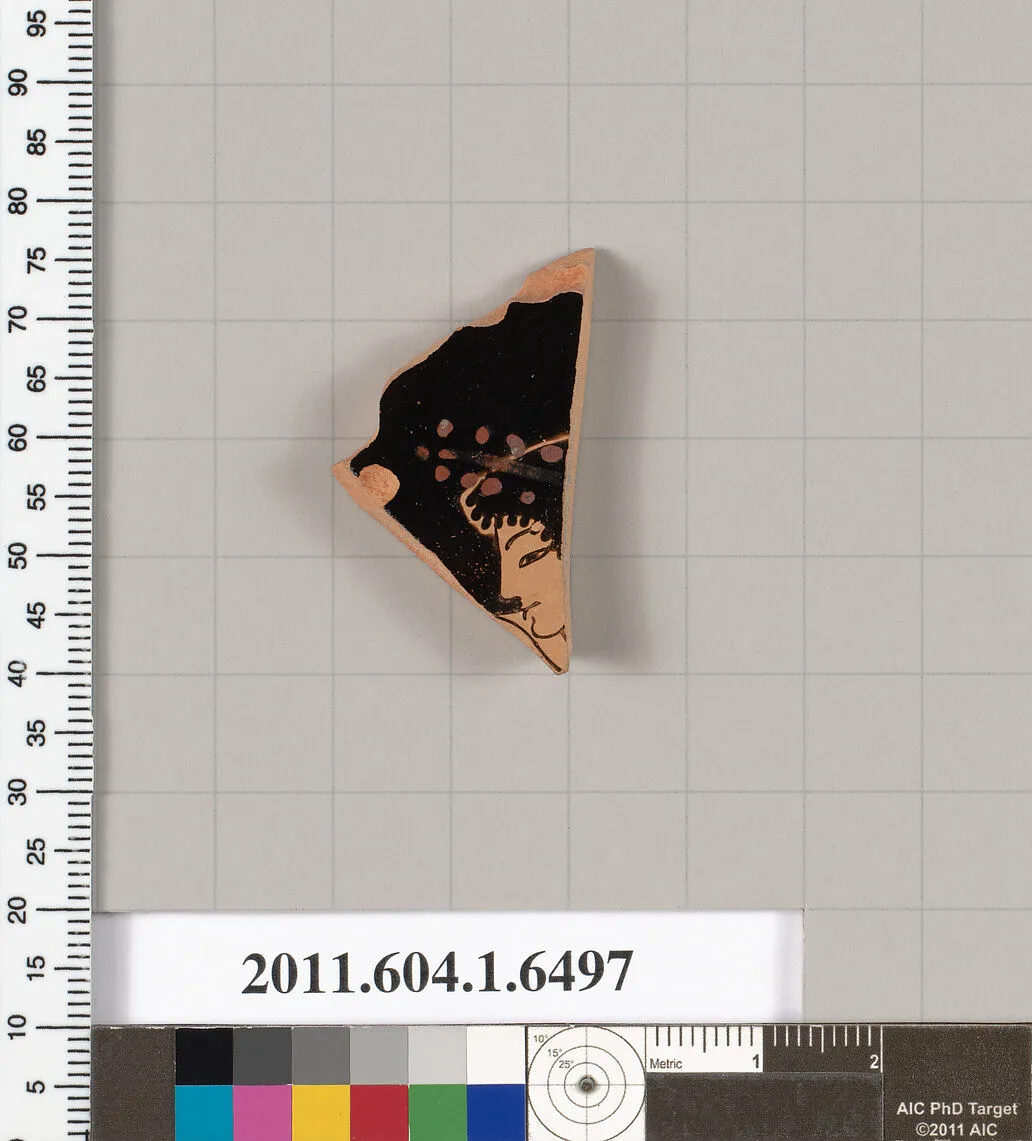 Terracotta fragment of a kylix (drinking cup) — Colmar Painter