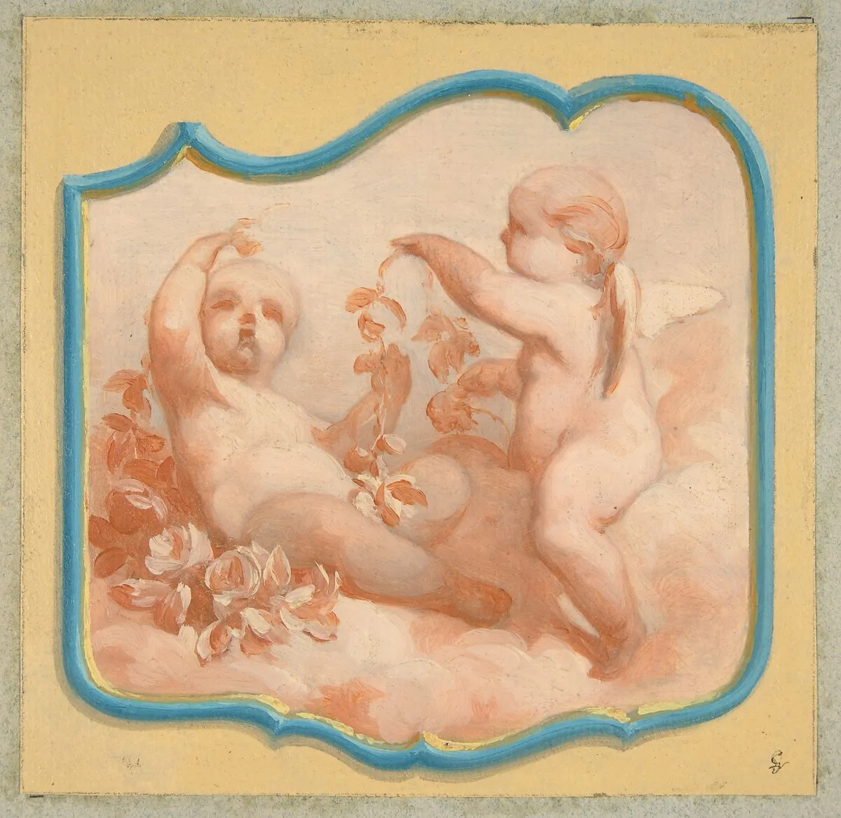 Two putti seated on clouds — Jules-Edmond-Charles Lachaise|Eugène-Pierre Gourdet
