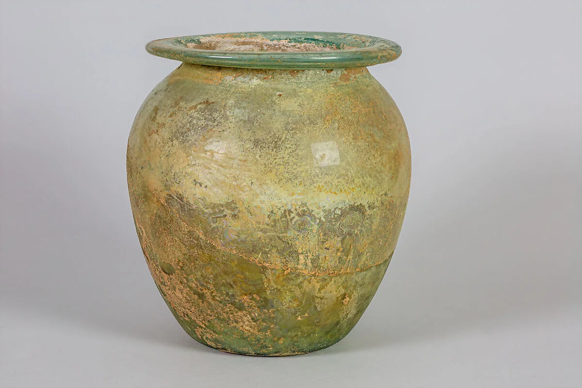 Glass cinerary urn (olla) — Unknown