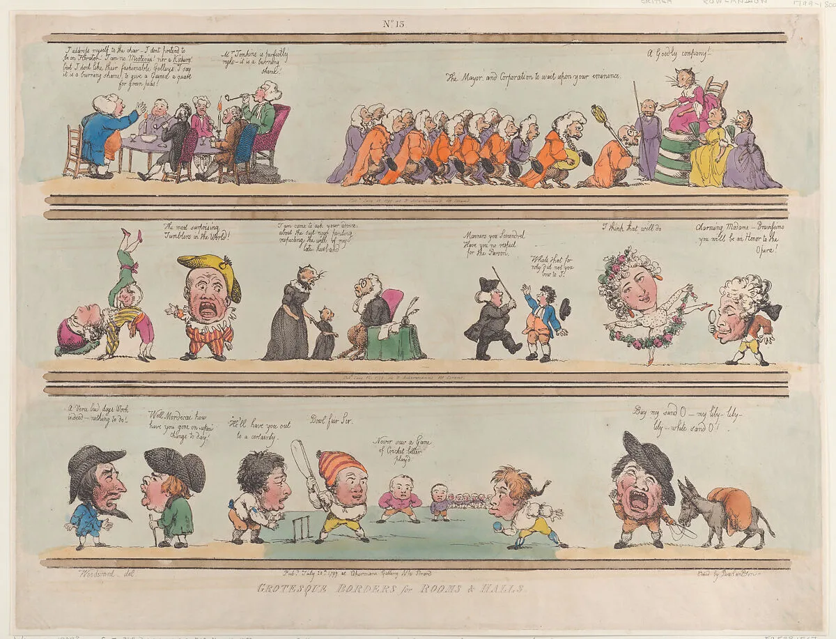 Grotesque Borders for Rooms & Halls, Plate 13 — Rudolph Ackermann, London|George Murgatroyd Woodward|Thomas Rowlandson