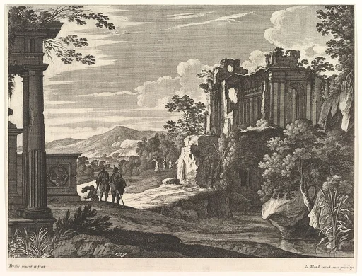 Travelers Visiting Ruins