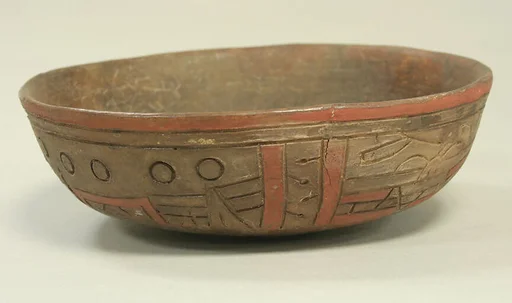Incised Painted Bowl with Felines