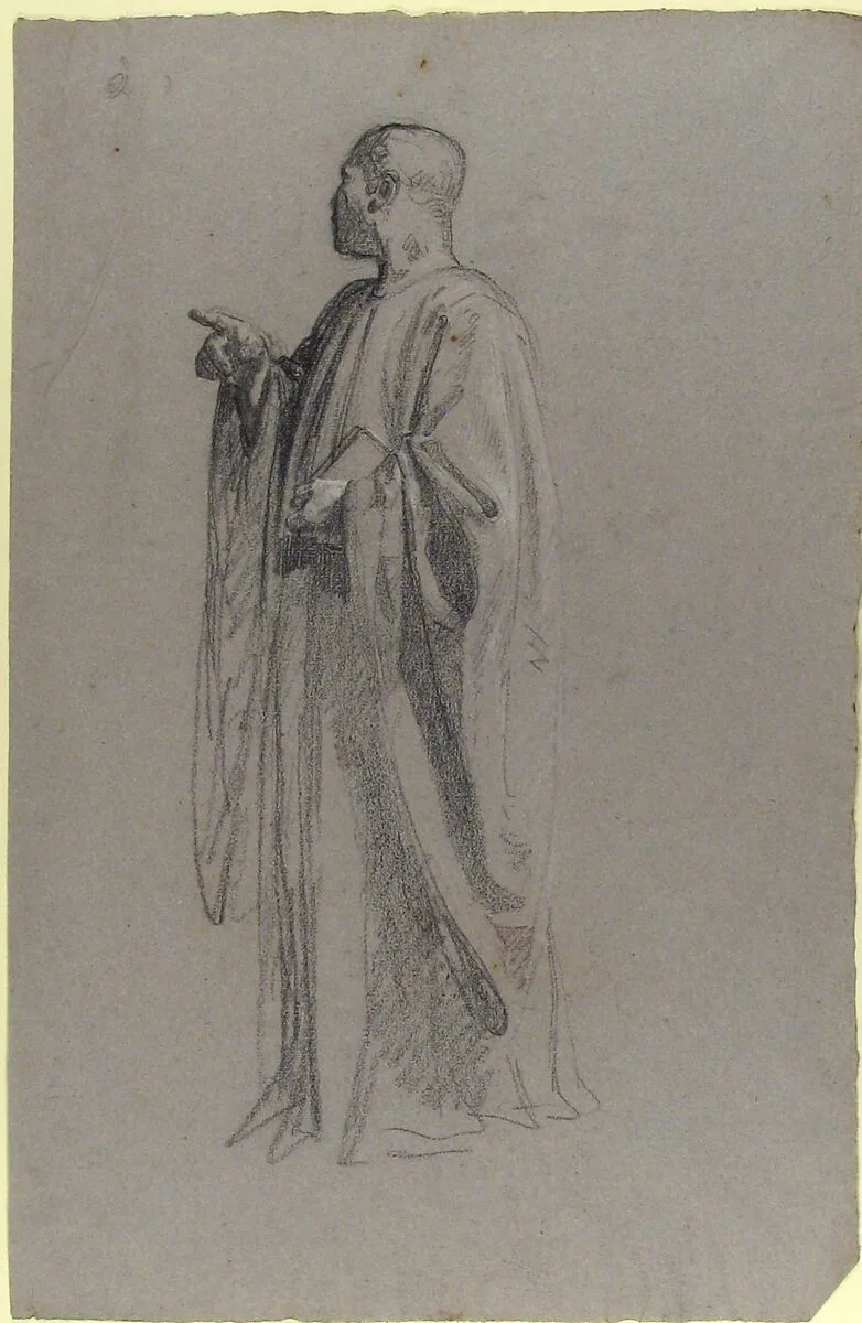 Cleric (lower register; study for wall paintings in the Chapel of Saint Remi, Sainte-Clotilde, Paris, 1858) — Isidore Pils