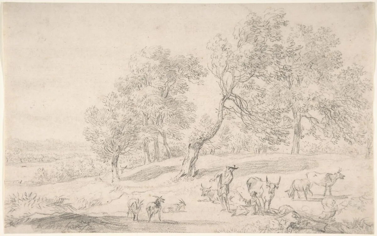 Cattle and Figures in a Landscape — Nicolaes Berchem