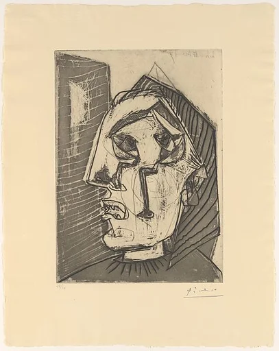 Weeping Woman in Front of a Wall