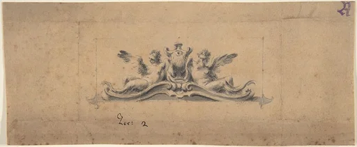 Design for an Overdoor or Headpiece: Two Reclining Figures and Urn