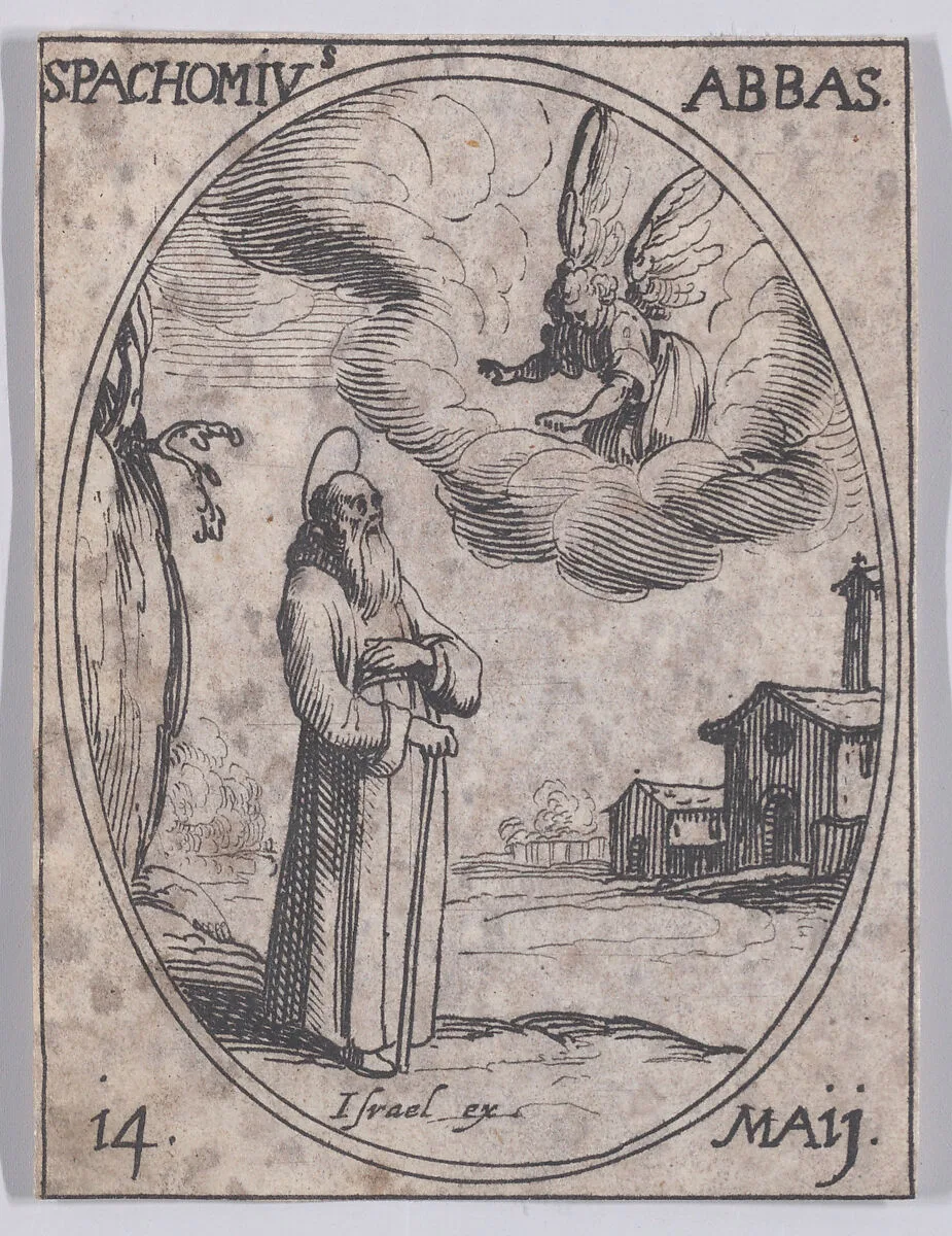 St. Pachôme, abbé (St. Pachomius, Abbot), May 14th, from "Les Images De Tous Les Saincts et Saintes de L'Année" (Images of All of the Saints and Religious Events of the Year) — Jacques Callot|Israël Henriet
