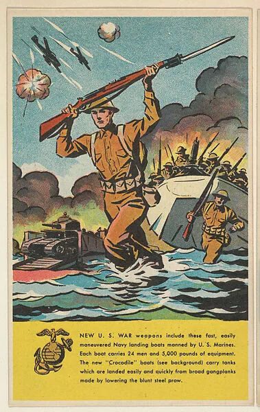 "Crocodile" Navy Landing Boats, bakery card from the U. S. Armed Services series (D84), issued by the Ward Baking Company — Ward Baking Company