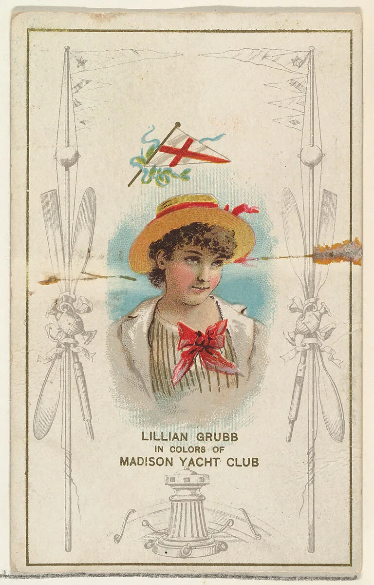 Lillian Grubb in Colors of Madison Yacht Club, from the Yacht Colors of the World series (N140) issued by Duke Sons & Co. to promote Honest Long Cut Tobacco — W. Duke, Sons & Co.