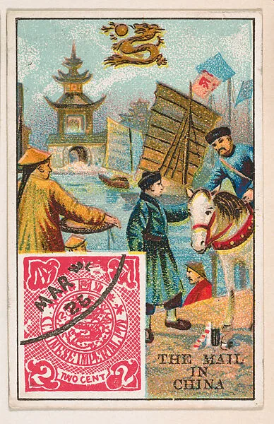 The Mail in China, bakery card from the Stamps and Mail Carriers of All Nations series (D73), issued by the Rochester Baking Company — Rochester Baking Company