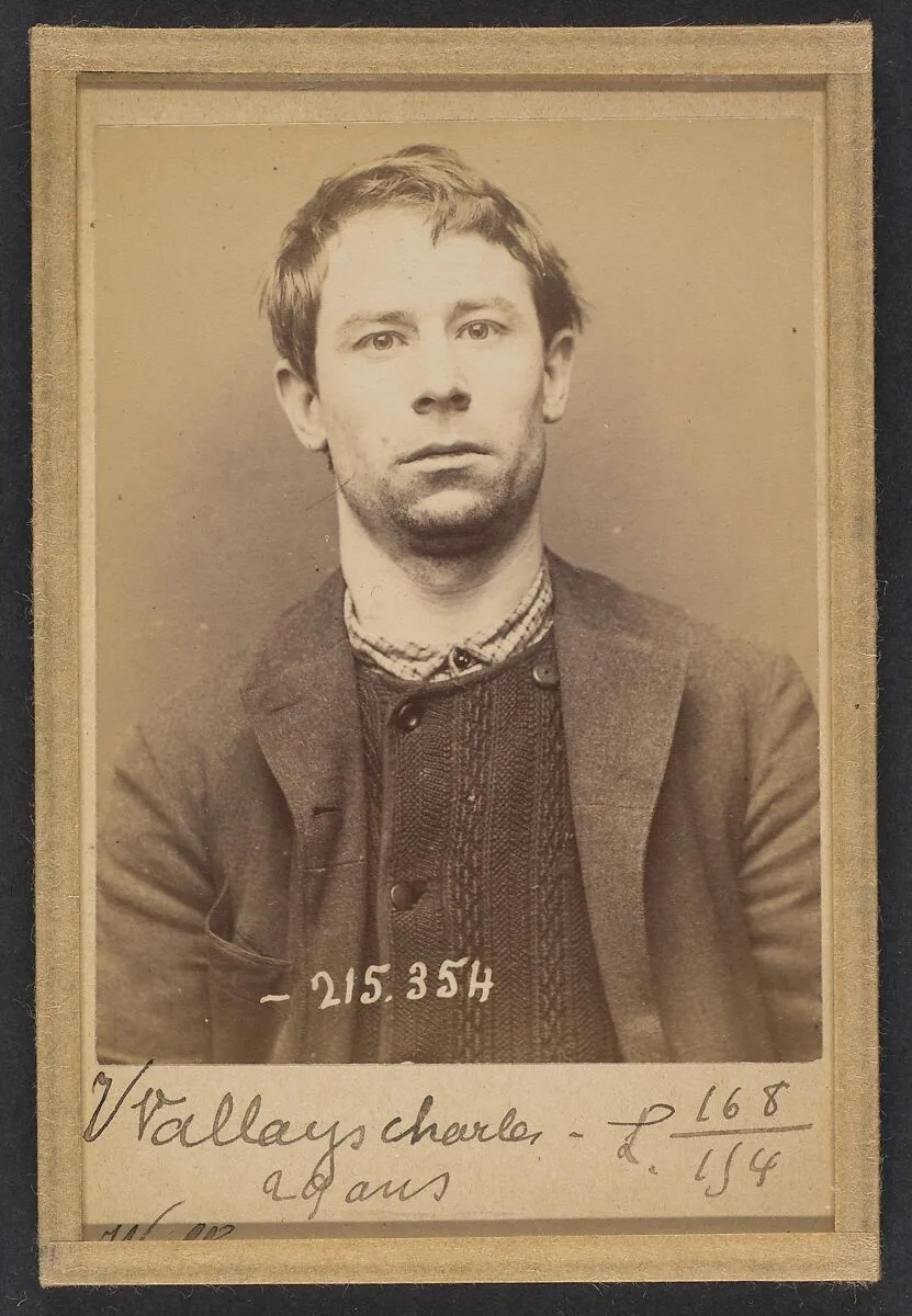 Wallays. Charles. 29 ans, né à Lille. Tailleur d'habits. Anarchiste. 9/3/94. — Alphonse Bertillon