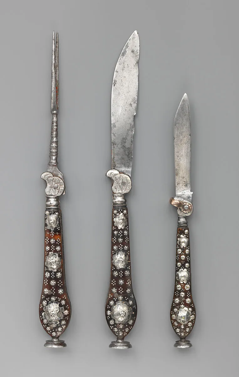 Knife, fork, and pen knife — Unknown