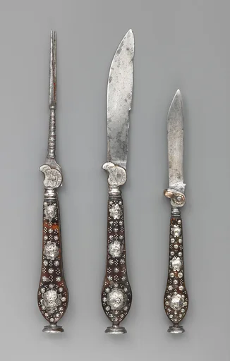 Knife, fork, and pen knife